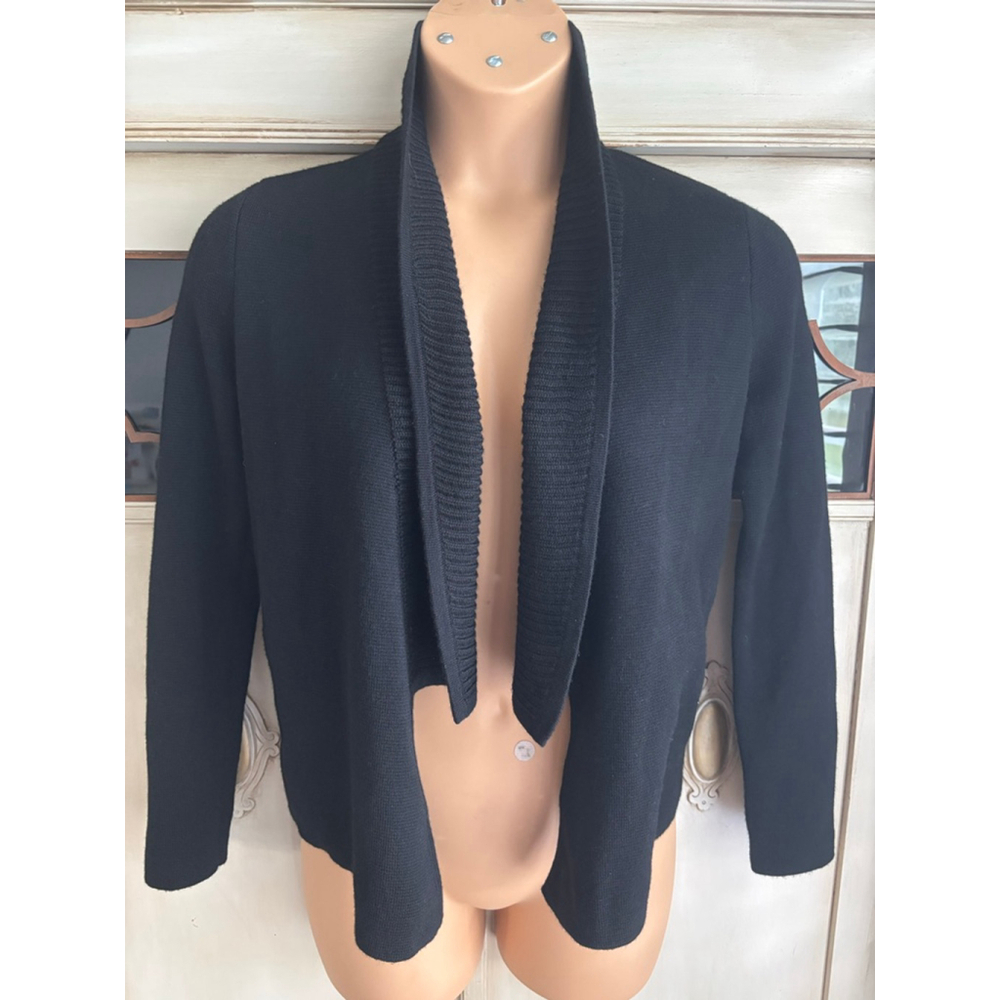 EUC LOFT Black Open Front Ribbed Knit Cardigan 
| Size Small